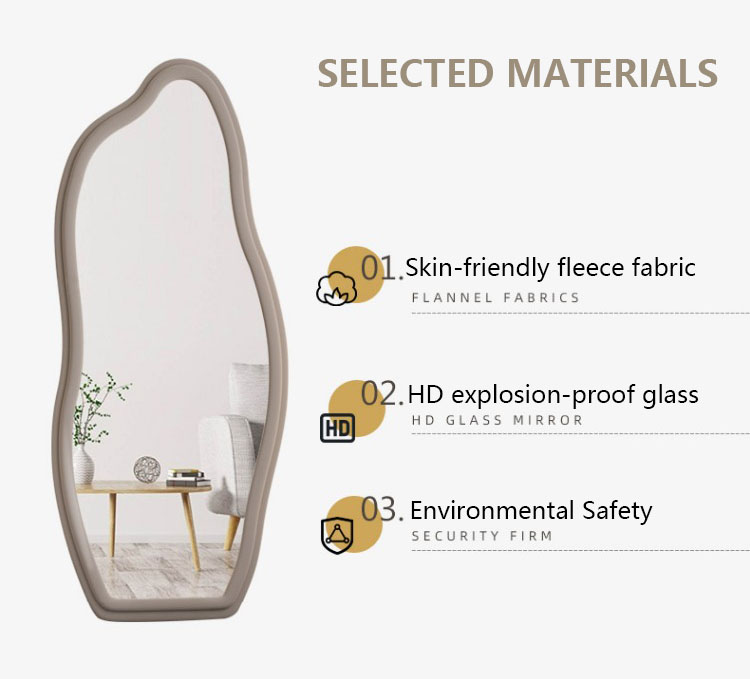 Makeup Flannelette Full Length Floor Mirror Curved Irregular Shape