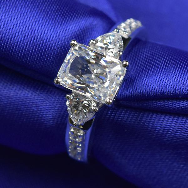 Buy cheap Customized Moissanite Diamond Rings Emerald Cutting 2cts With White Color from wholesalers