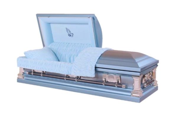 Buy cheap 18 Gauge Stainless Steel Metal Casket In Natural Brushed Highland Blue Finish MC06 from wholesalers