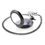 Pocket watch with automatic movement , Retro Vintage Smooth Black Quartz Pocket