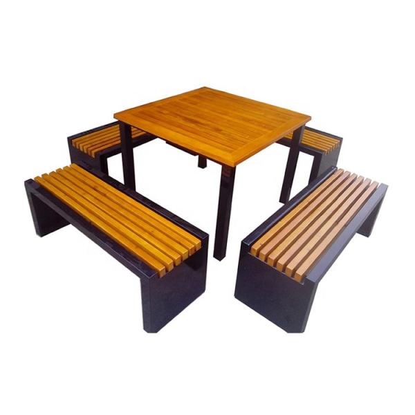 Buy cheap 800x800x720 Metal And Wood Garden Table Set from wholesalers