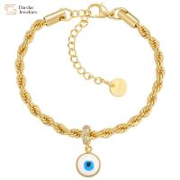 Buy cheap Twisted Gold Plated Stainless Steel Jewelry Enamel Evil Eye Pendant Bracelet product