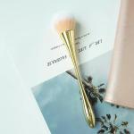 Single Slim Waist Face Powder Makeup Brush Soft Hair Gold Color