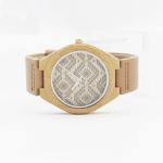 OEM Logo Unisex Bamboo Wrist Watch Leather Belt Watches For Mens