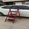 Buy cheap Foldable Carbon Steel Hand Truck Ladder Red 4 Steps Round Handrail from wholesalers