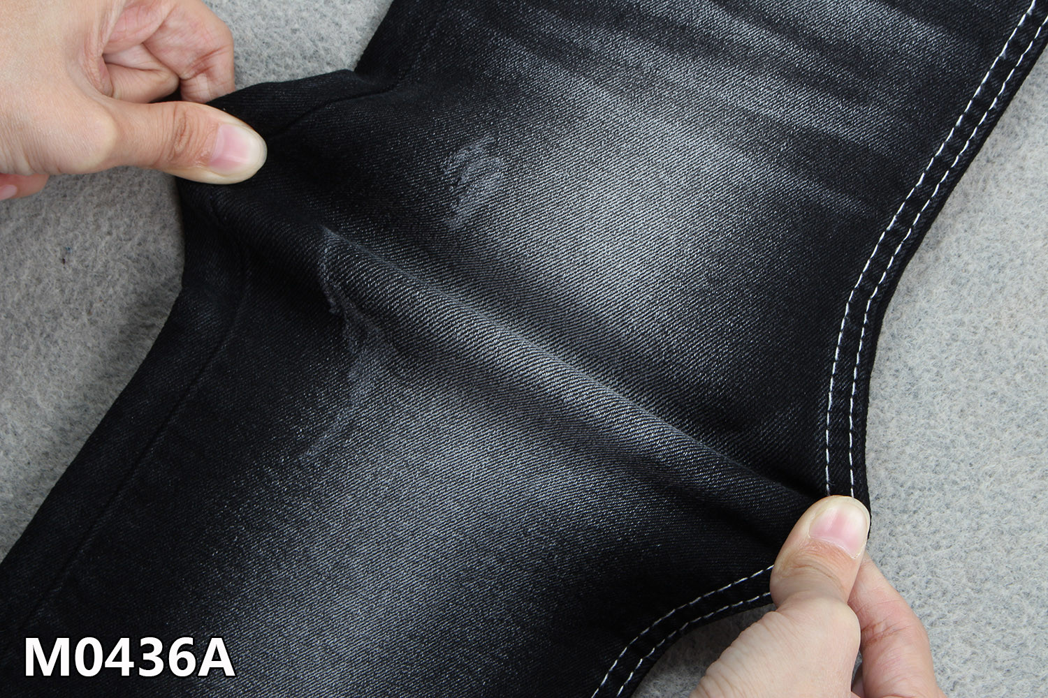 Black Color Sanforizing 10OZ Stretch Denim Fabric For Jeans