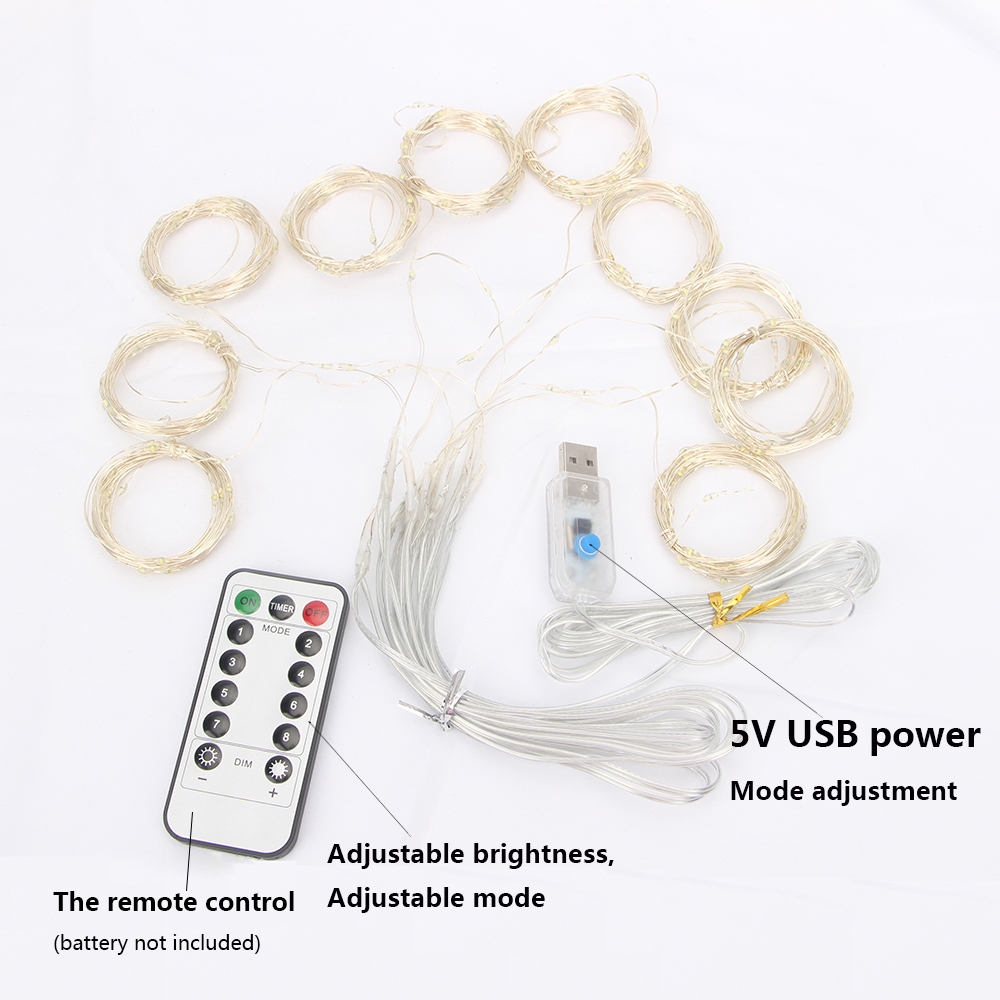 Remote LED String Lights Curtain USB Battery Fairy Lights Garland Led Wedding Party Christmas For Window Home Outdoor De