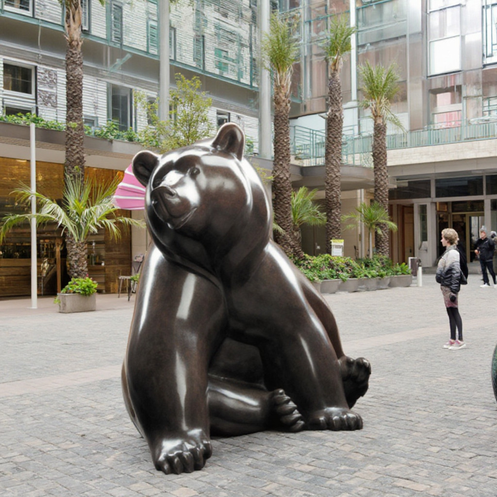 Life Size Metal Animal Bronze Casting Bear Statue Outdoor Sculpture