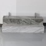 Non Slip Stairs Glazed Tiles Light Gray Marble Look Design Staircase Tiles
