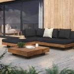 Buy cheap L Shape Sectional Fabric Outdoor Sofa Bed With Wooden Frame For Roof Patio from wholesalers