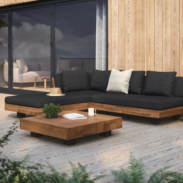 Buy cheap L Shape Sectional Fabric Outdoor Sofa Bed With Wooden Frame For Roof Patio from wholesalers