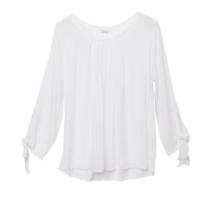 Buy cheap L Piping Collar 130gsm Full Polyester Women White Top product