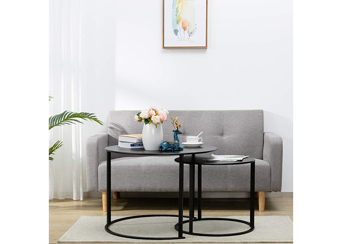 Metal Black 50cm High Modern Round Coffee Tables Furniture Iron