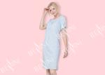 Quick Dry Ladies Night Dresses Sleepwear Blue Printed With Violet Small Flower