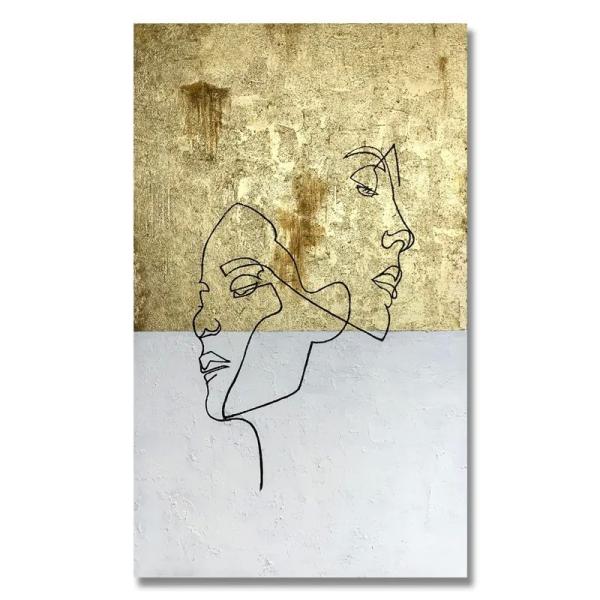 Buy cheap Gold Foil Oil Painting Realist Hand Painted Figure Line Decoration Art for Home Interior Design Frame Yes Original No from wholesalers