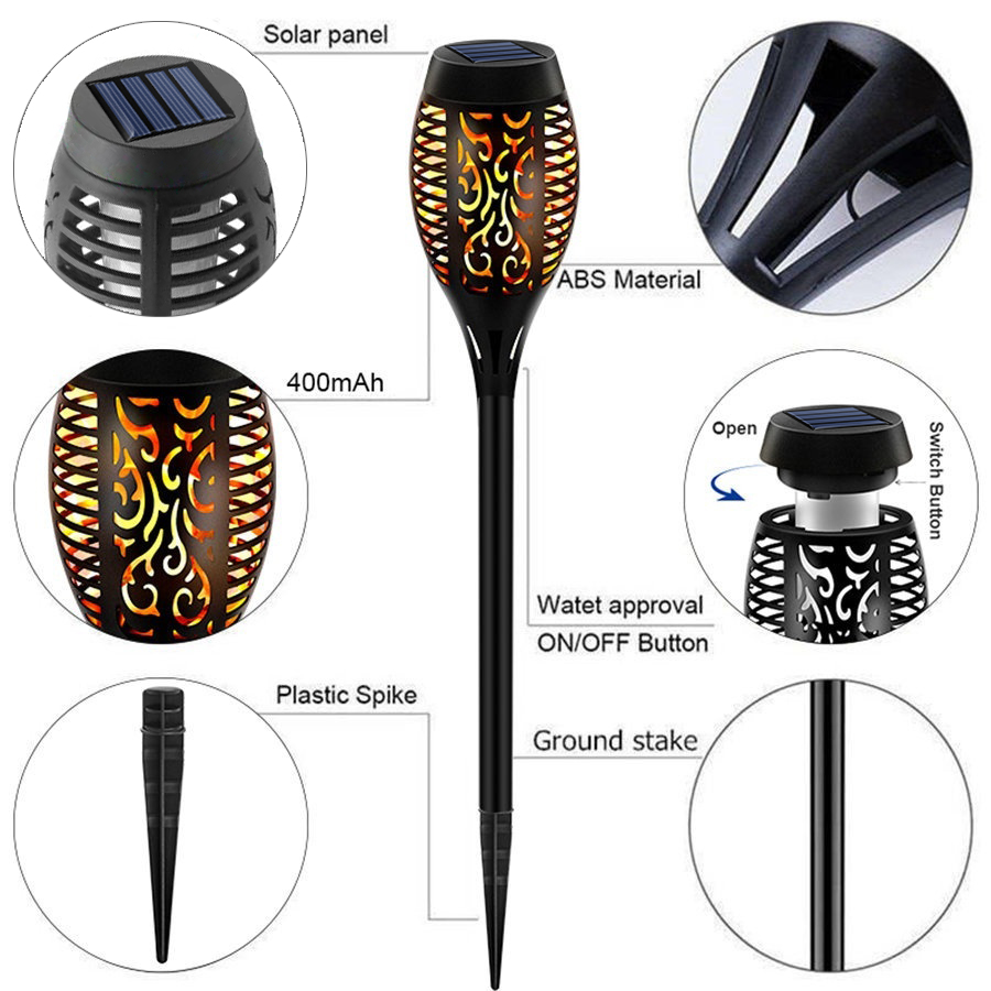 Flickering LED Landscape IP65 Waterproof Lawn Lamp Path Lighting Solar Outdoor Light Solar Garden Light