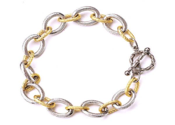 Buy cheap concave-convex titanium steel bracelet plated 18K gold 0 shape buckle handmade chain unisex accessories from wholesalers