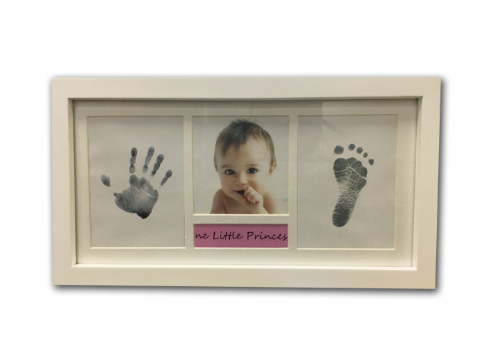 White Newborn Baby Hand And Footprint Photo Frame Inkless With Picture Name