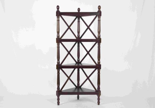 Walnut Soild Wooden Corner Shelf 4 Tiers , Multi Purpose Storage Rack Living