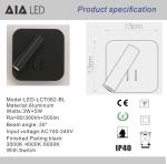 Bedroom LED Wall Lamp Hotel Club Bedside Reading Lamp headboard wall light Round