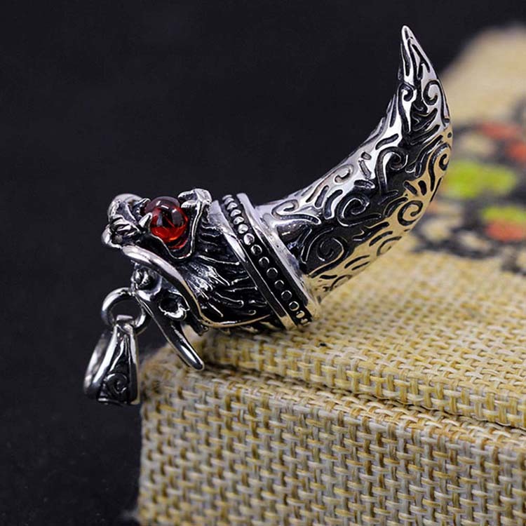 Retro Sterling Silver Necklace with Dragon Pendant for Mens Jewelry(XH051823W)