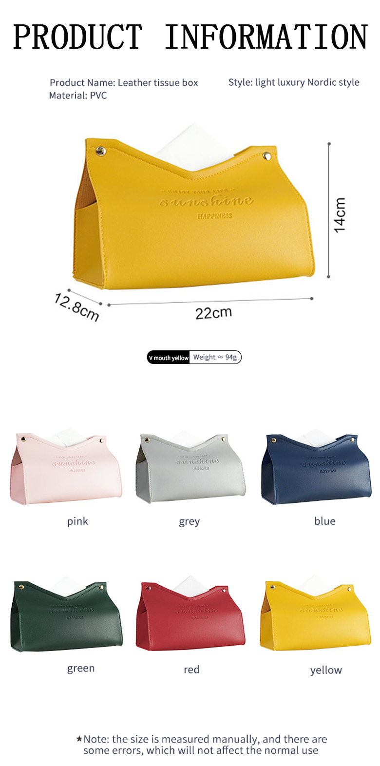 Simple Style Rectangle Custom Luxury Nordic Type PU Leather Gold Paper Tissue Box Cover