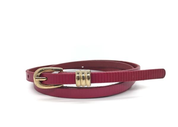 Buy cheap Women Fashion Thin Skinny Belts Striping Embossed Genuine Leather Slim Ladies Waist Belt from wholesalers