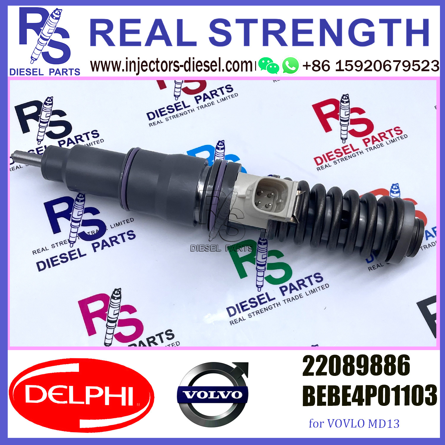DELPHI 4 Pin MD13 V-O-L-V Truck Injector 22089886 BEBE4P01103 E3.27