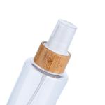 220ml Transparent Cylindrical Clear Bottle With White Spray For Cosmetic Bamboo