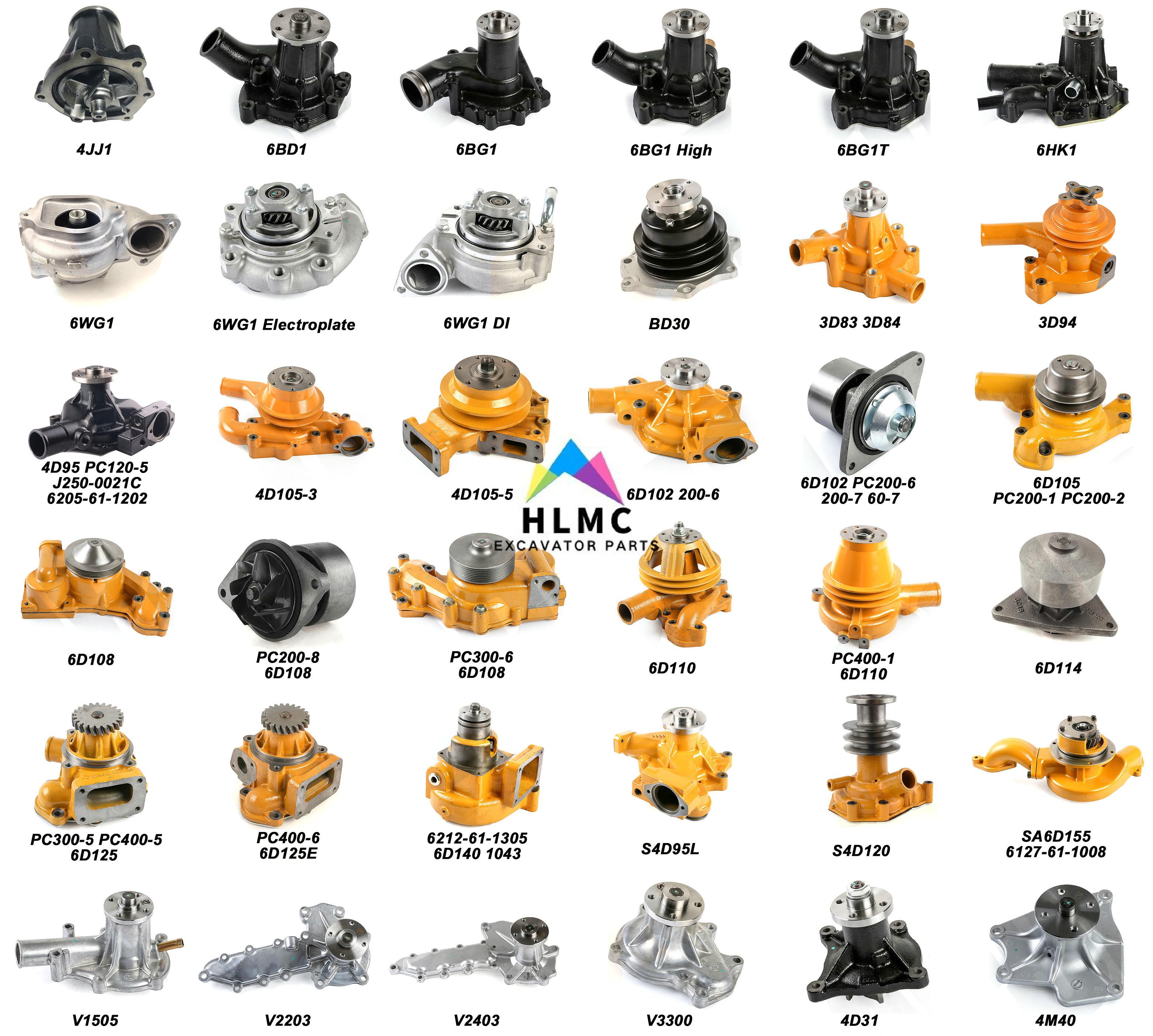 6735-61-1500 Factory Price Excavator Engine Spare Parts for PC200-6/6D102 Water Pump