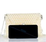 Women 6mm Pearl Hand Bags , White Woven Bead Bag Hand weaving OEM