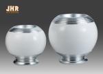 Decorative Modern Footed Fiberglass Flower Pots With Silver Leaf Finish