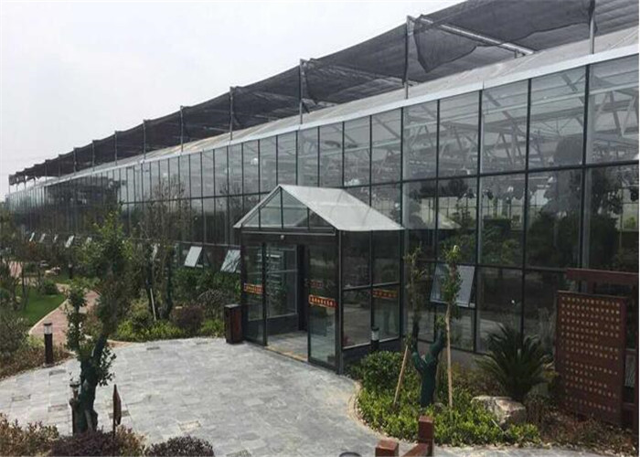 Customized Agricultural Glass Greenhouse 3m - 6m Side Height Stable Structure
