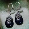 Buy cheap Women Retro Sterling 925 Silver Synthetic Sapphire Marcasite Drop Earrings (029331) from wholesalers