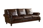 Dark Brown Real Soft Leather Sofa Set , 3 Seater Leather Sofa Couch Settee