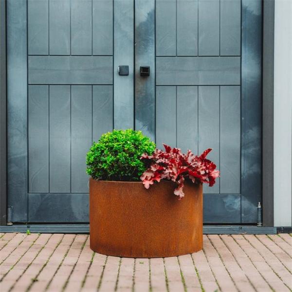 Buy cheap Decorative Metal Circular Flower Planters Corten Steel Cylinder Garden Pots from wholesalers