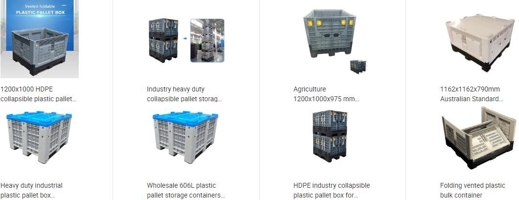 Standard Sizes HDPE Collapsible Plastic Pallet Box, Heavy Duty Industry Storage Use Collapsible Plastic Mega Bin