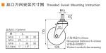 Zinc Coating 5 Inch Industrial Caster Wheels 130kg Load Threaded TPU Caster