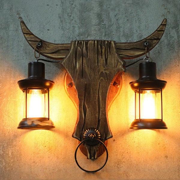 Industrial Loft design creative cafe restaurant bar bedside iron wooden led wall