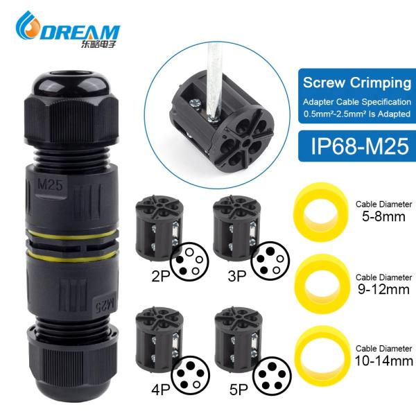 Buy cheap M16 Plastic IP68 Waterproof Cable Connector T Type Quick Splice 2pin Black Nylon PA66 Wire Connectors For Outdoor from wholesalers
