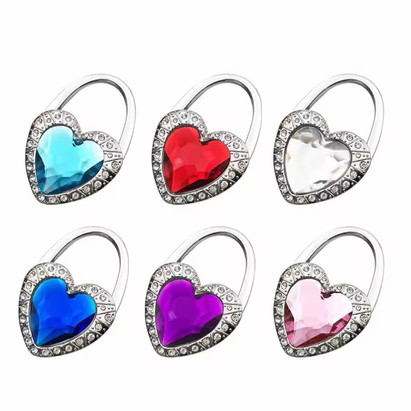 Custom Purse Hook foldable bag holder Folding Beautiful Heart Hanging Bag Hanger