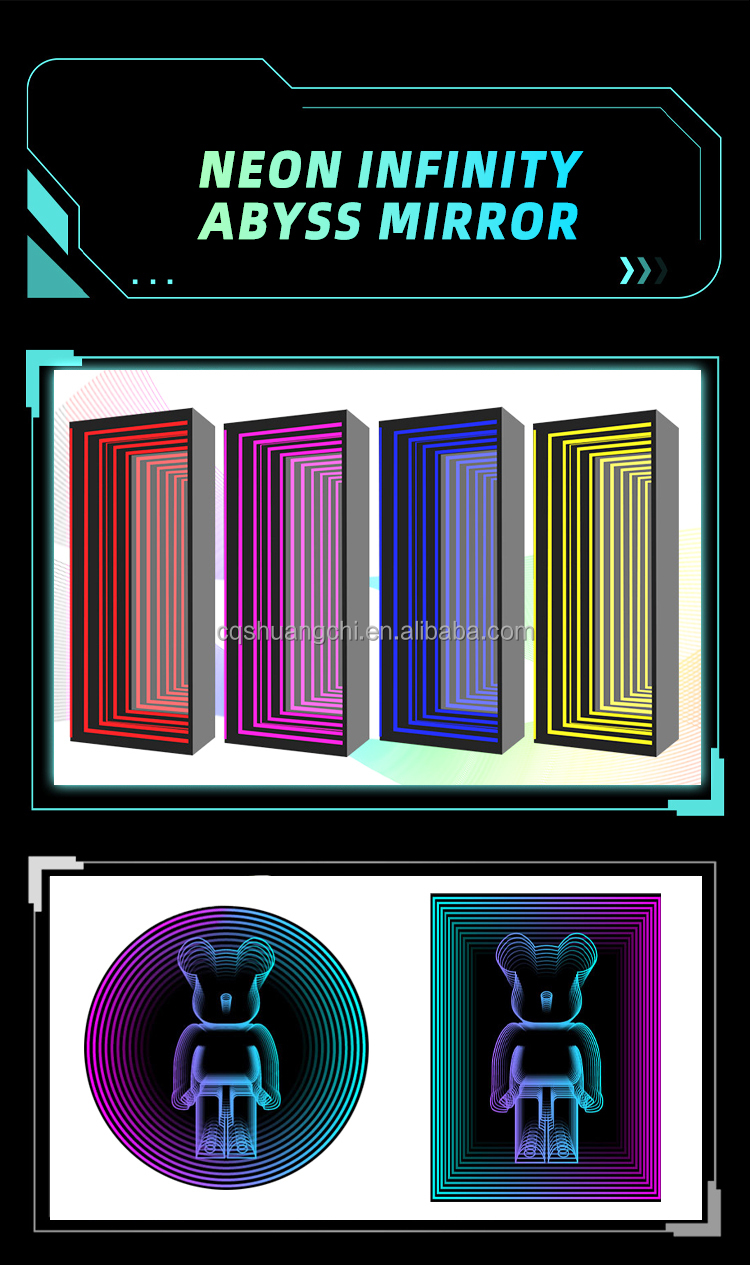 Customized Stainless Steel Infinity Glow Multi-Layer Effect Mirror LED 3D Neon Sign