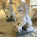 Foo Dog Fengshui Sculpture Hand Carved Granite Lion Statue Guardian Lions Statue