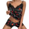Buy cheap Soft Underwear Satin Lace Floral Edge Sleepwear Sexy Tempt Pajamas For Women Lingerie from wholesalers