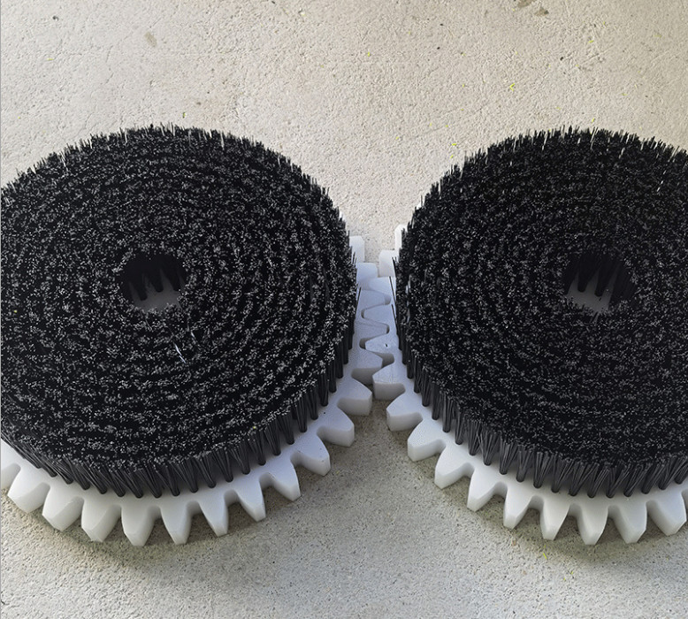 Round White PP industrial Machinery Disk Brush with Gear