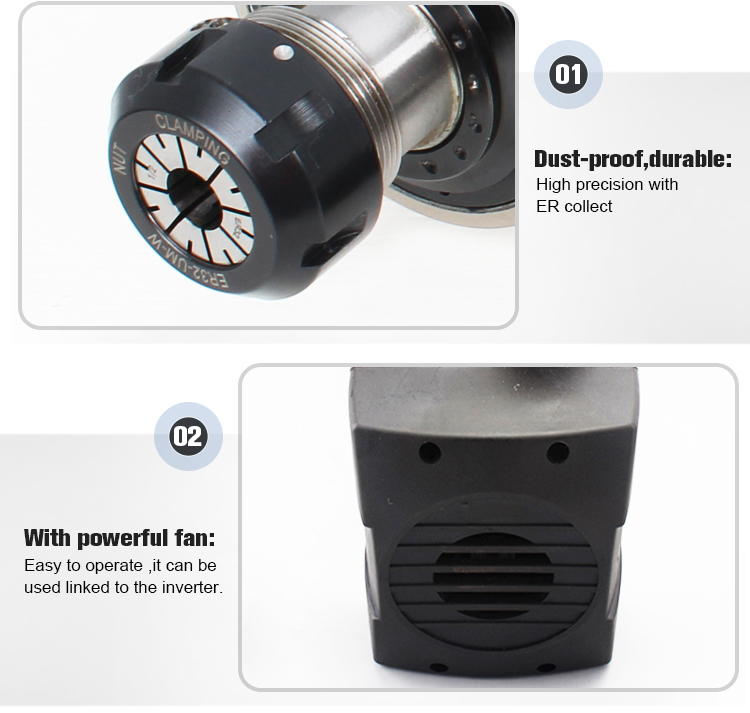 220v or 380v GDZ120*103-4.5kw 18000rpm Air Cooled Spindle Motor with ER32 Collect