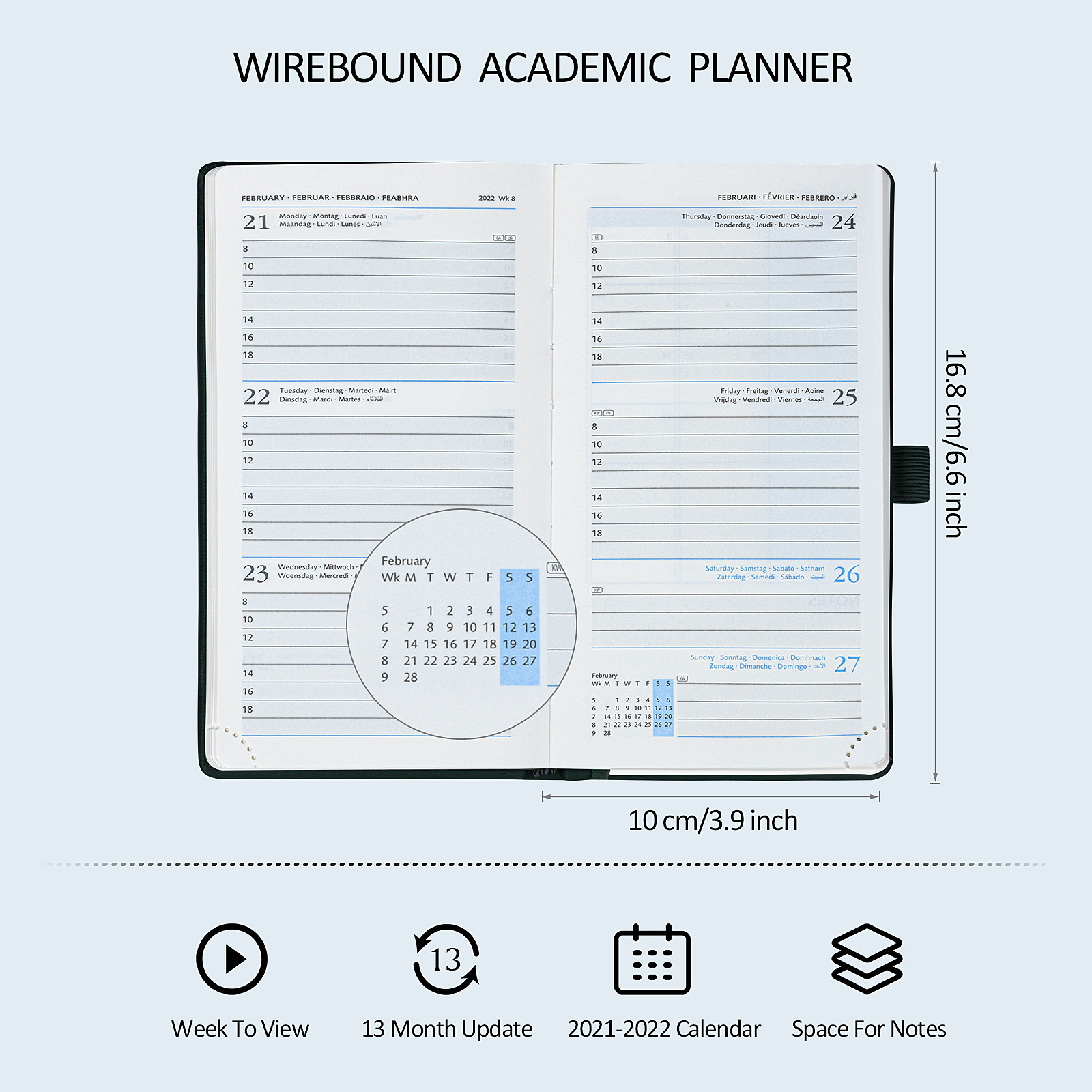 OEM ODM Black Mini Weekly Planner With Hourly Schedule Monthly Tabs