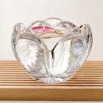 Lotus Flower Clear Crystal Glass Votive Tealight Candle Holders Lead Free