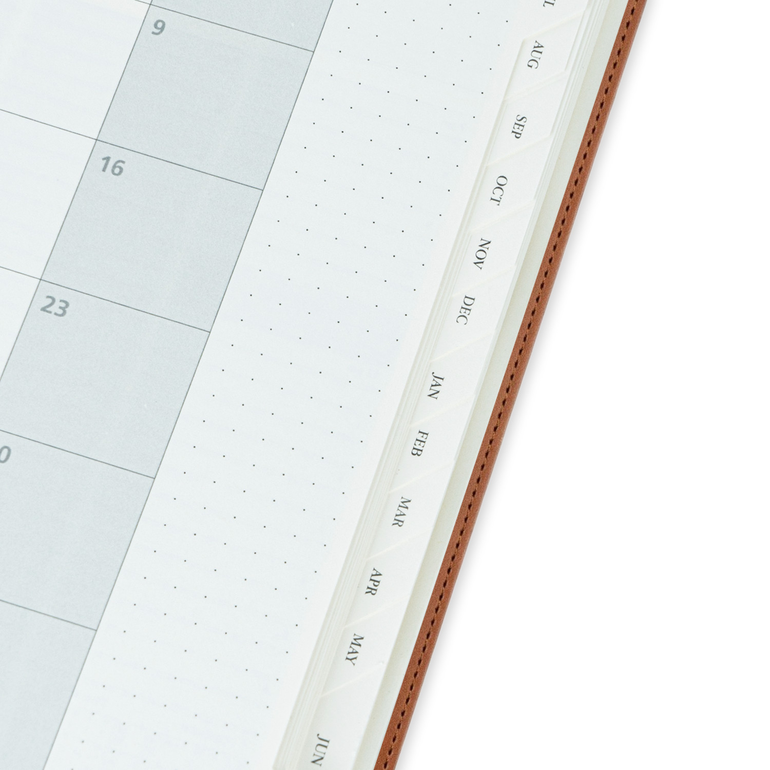 100GSM Paper Academic Weekly Planner With Brown Vegan Leather Cover