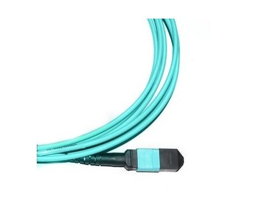Buy cheap 12 Core OM3 Fiber Optic Patch Cord MPO To MPO Trunk Cable Blue Jacket from wholesalers